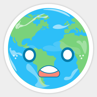 Kawaii Earth - Shocked Earth Sticker